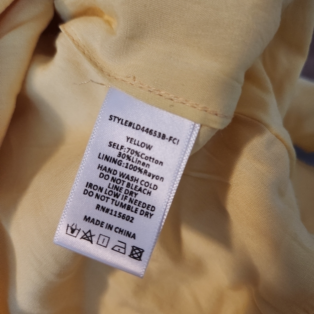 ALTAR'D STATE Knot Front Puff Sleeve Babydoll Sundress Yellow linen cott… - Picture 6 of 7